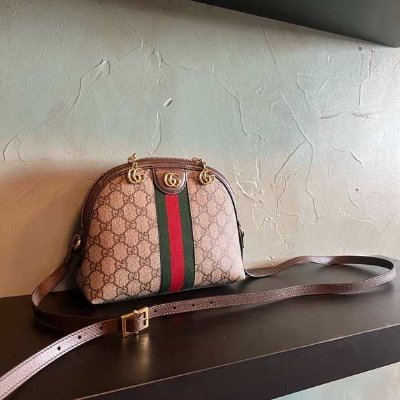 GUCCI Ophidia textured leather-trimmed printed coated-canvas shoulder bag - Picture 4 of 5